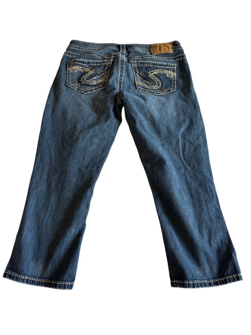 Silver Jeans Aiko Capri Womens W28 Dark Wash Denim Jeans Decorative Stitching